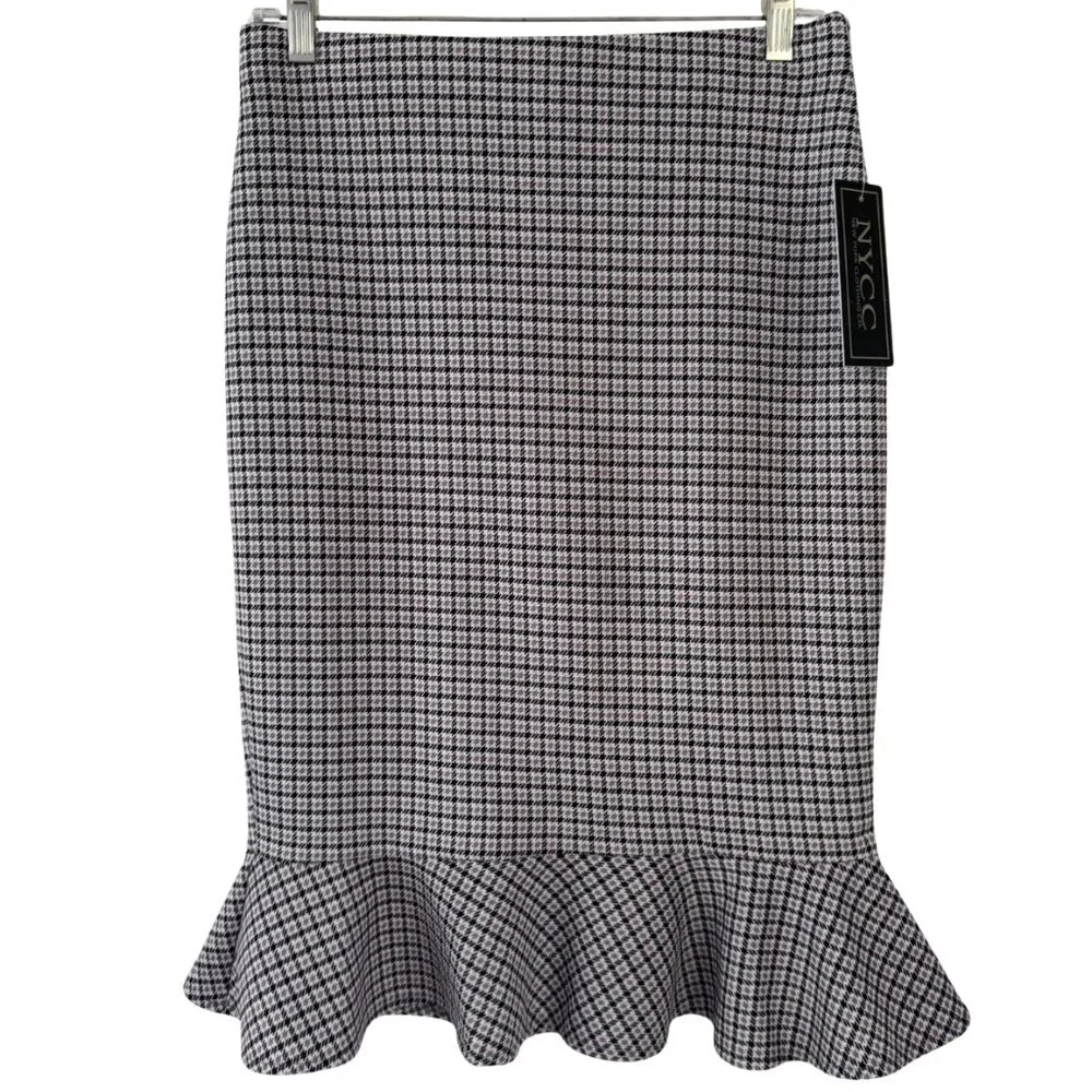 NYCC Houndstooth Fit & Flare Skirt Black Lilac Ivory Pull-On Size Small NWT - Picture 3 of 7